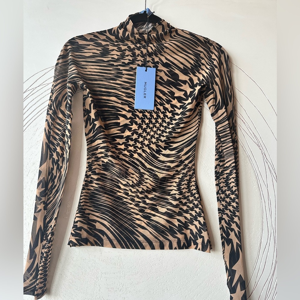 NWT Mugler flocked Starburst Long Sleeve
